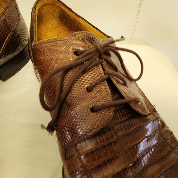 Mezlan lizard shoes 8.5 men\'s brown lace up oxfords main image 5
